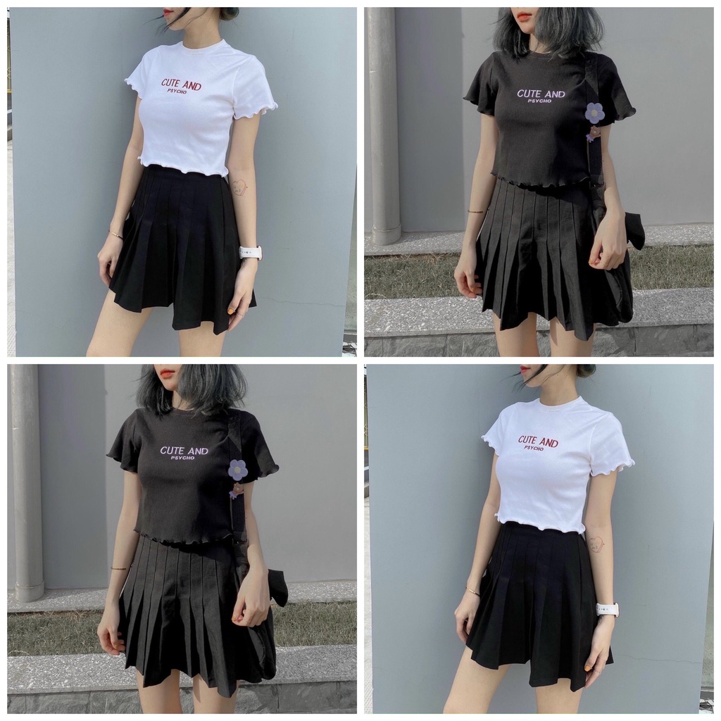 Áo Croptop Cute And Psycho cực xinh - formDưới 52kg