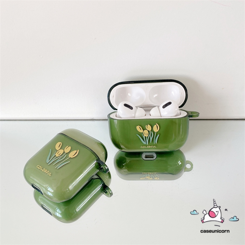 Vỏ đựng bảo vệ hộp sạc tai nghe hình hoa tulip thích hợp cho Airpods 1 / 2 Pro