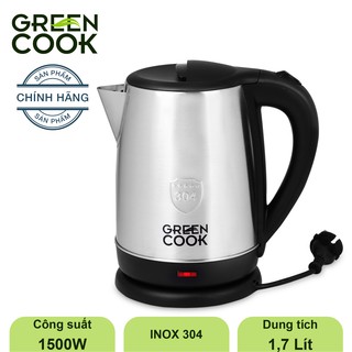 Bình (ấm) đun Green Cook inox 304 cao cấp 1,7L _ GCEK-17S15 - Hàng chính hãng