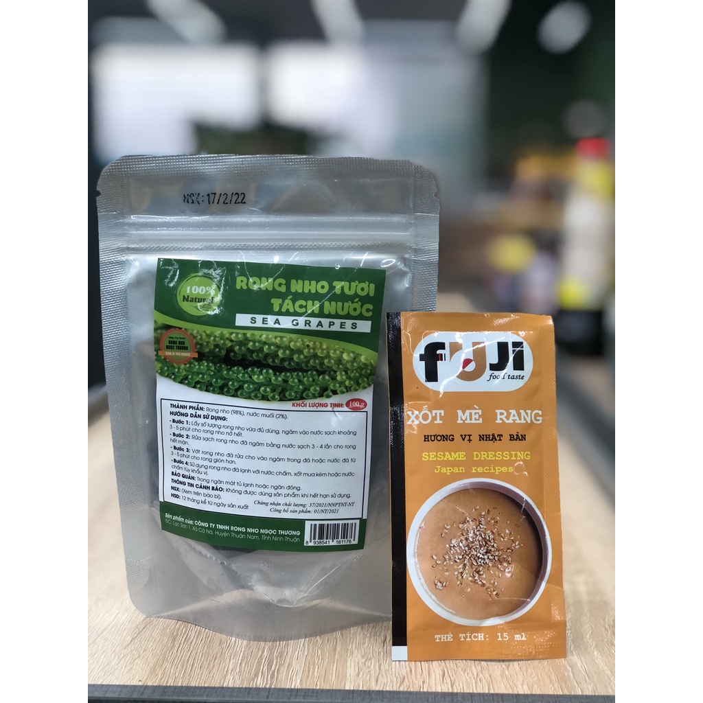 Gói 100gr Rong Nho Tách Nước Sea việt - Tặng 1 gói Sốt Mè Rang - SEA GRAPES