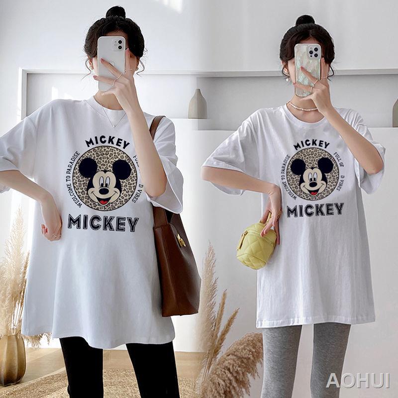 Thời trang mùa hè Áo phông ngắn tay Mickey Bộ đồ dành cho bà bầu