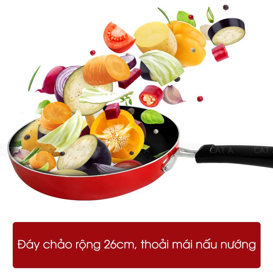 Chảo chống dính ĐÁY TỪ TFFP-526-24 hợp kim Nhôm có nắp đậy, size 24,size 26, SIÊU NHẸ - SIÊU BỀN