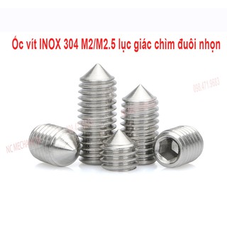 Ốc vít trí Inox 304 M2/M2.5 lục giác chìm đuôi nhọn