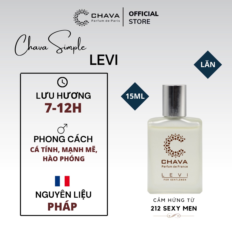 Nước hoa CHAVA LEVI 15ml chính hãng dành cho Nam - theo Tiêu Chuẩn Pháp