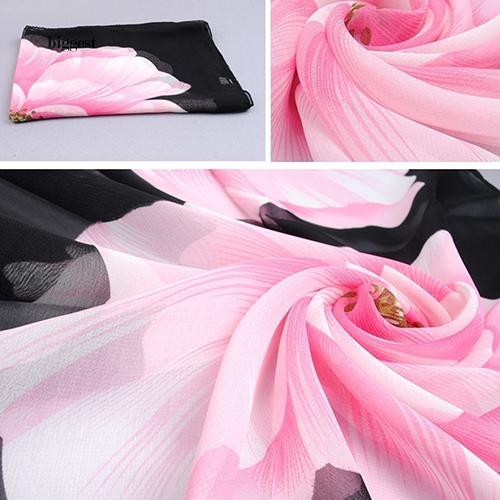 ☆Túi Xách Cỡ Lớn Thiết Kế Giản Dị Thời Trang☆Khăn Choàng Nữ, In Hoa, Vải Chiffon, Dài, Mềm Mại,