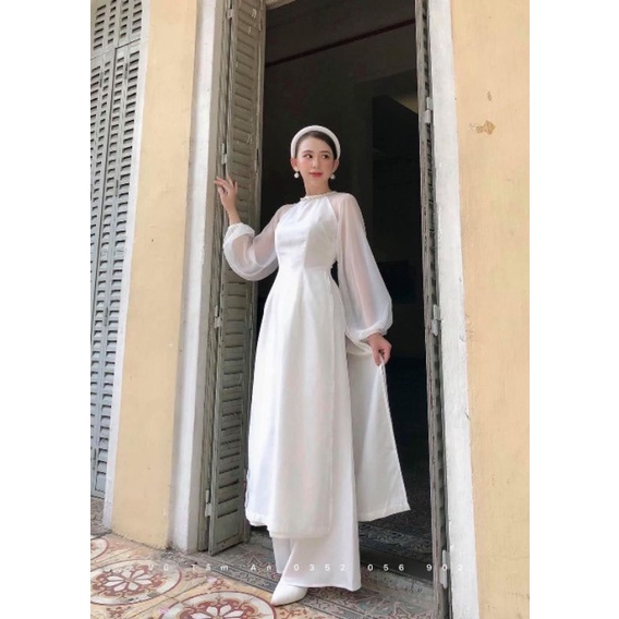 Áo Dài Nữ 4 Tà Trắng Siêu Xinh.