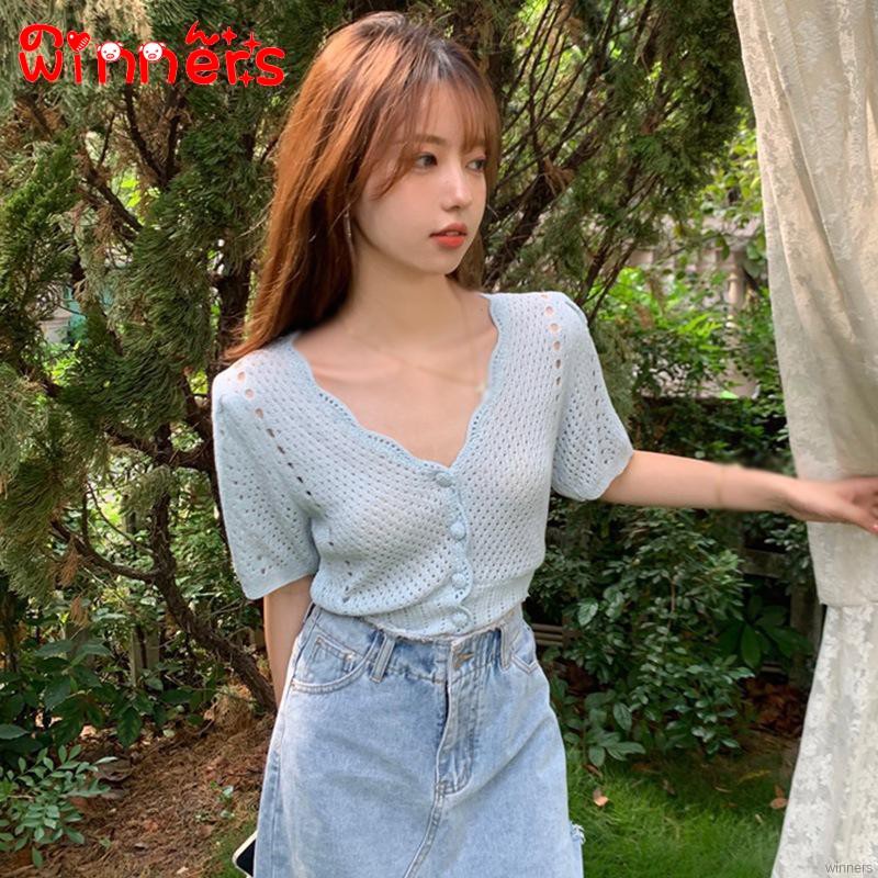 Áo Cardigan Dệt Kim Tay Ngắn Cổ Chữ V Thời Trang Mùa Hè Cho Nữ | BigBuy360 - bigbuy360.vn