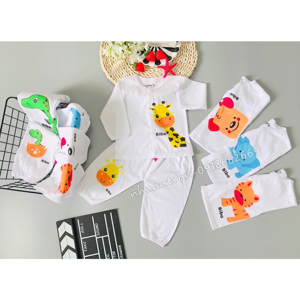 Combo 5 bộ dài voi trắng( như hình), dài tay bé trai, bé gái size 3-14kg