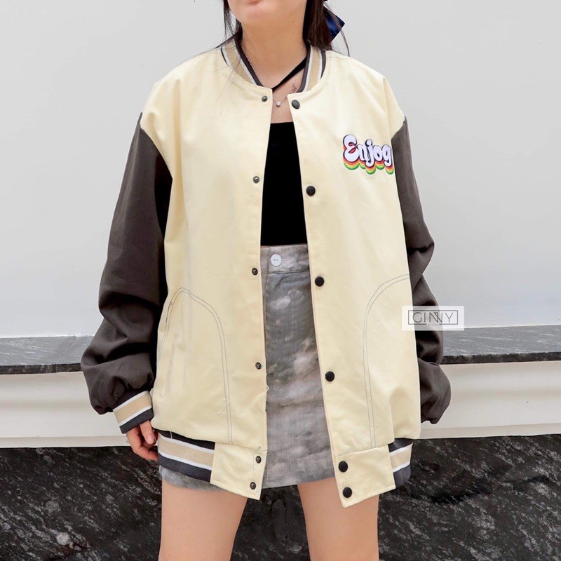 Áo khoác Bomber Enjog TK 02 | Khoác Bomber Nữ | Form rộng | Áo Bóng Chày | BigBuy360 - bigbuy360.vn