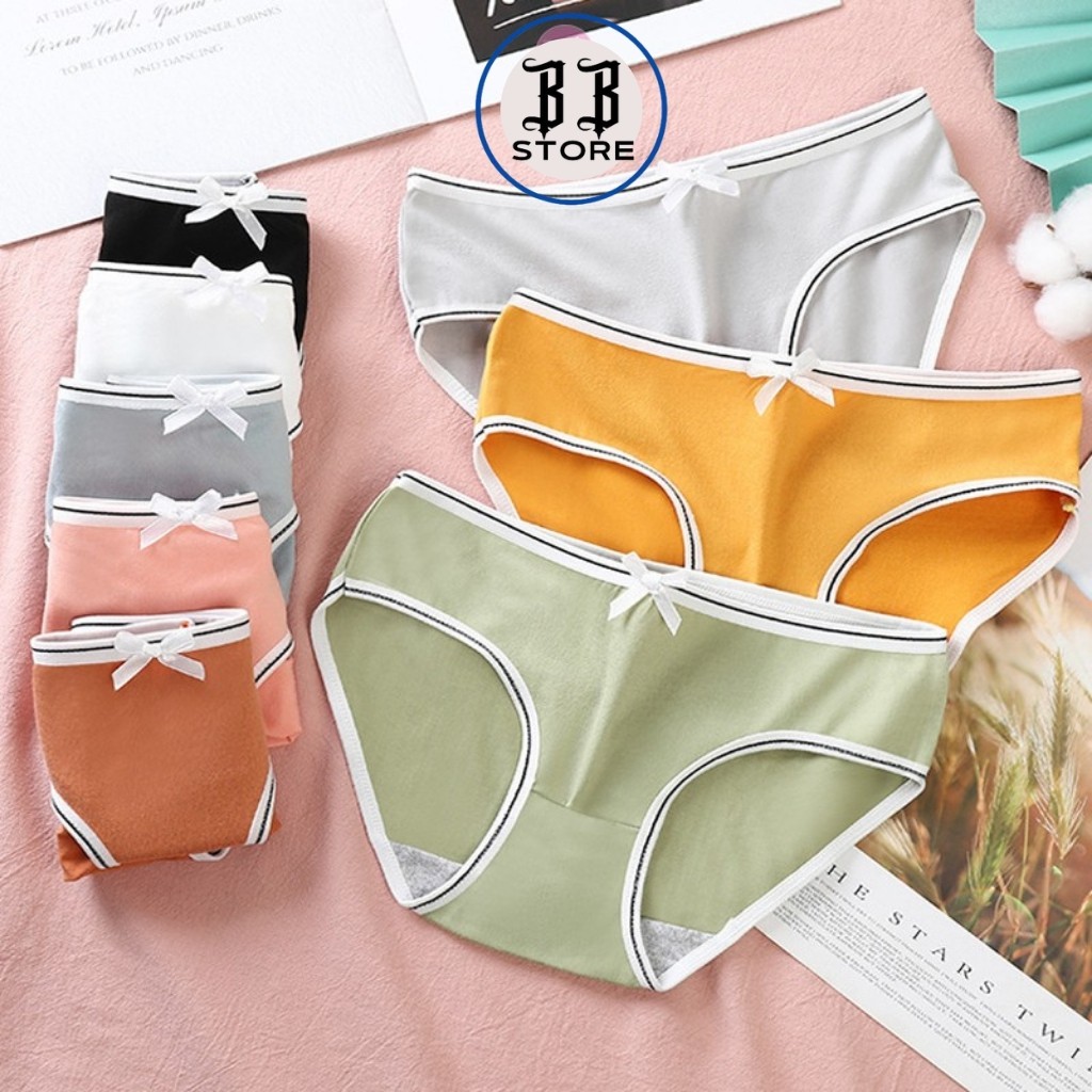 Quần lót nữ cotton, quần lót cotton kháng khuẩn cao cấp trơn viền đen trắng co giãn 4 chiều thoáng khí BB Store | BigBuy360 - bigbuy360.vn