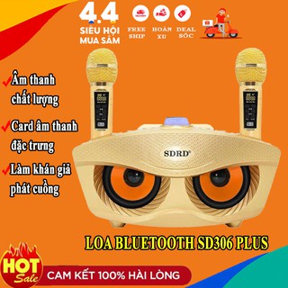 Loa Karaoke Mini Di Động 💖 𝘍𝘳𝘦𝘦𝘴𝘩𝘪𝘱 💖 Loa Mắt Cú SD306 2 Mic Âm Thanh Sống Động - SP40