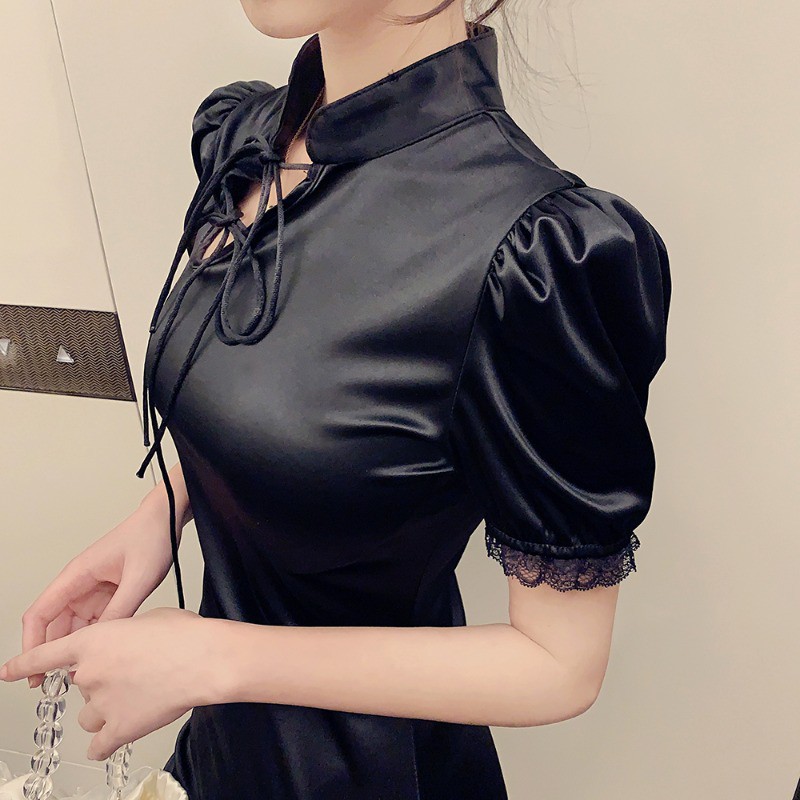 Đầm đen nữ dáng ôm tay ngắn Emilyshop