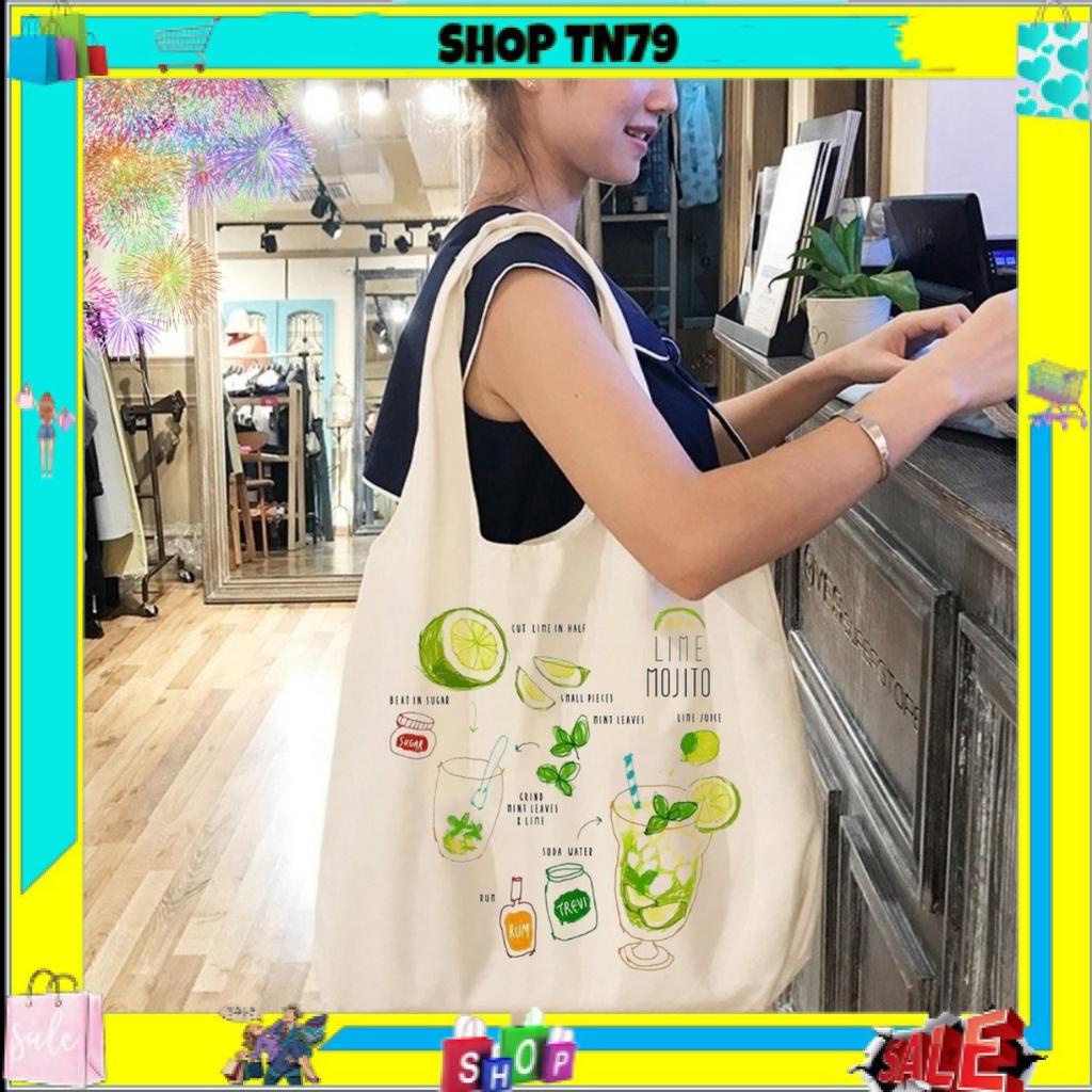 [Tặng cột tóc Hoa cúc] Túi vải túi tote vải canvas dày đẹp cho nữ đi học đi chơi siêu bền chất lượng giá rẻ MJT