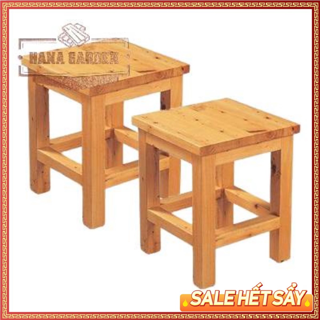 [COMBO 2 GHẾ LÙN] GHẾ ĐÔN (LÙN) GỖ CAO SU GHÉP MINI 30X30X30CM