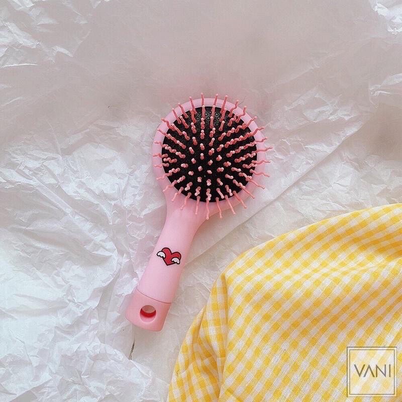 Lược chải kèm gương massage gỡ rối, bàn chải S-curled cao cấp chống rụng tóc