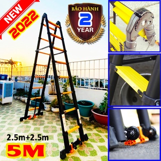 Thang nhôm rút xếp đôi chữ A 5M [2.5m+2.5m] Sumika SKS500D NEW 2020 (SƠN TĨNH ĐIỆN)