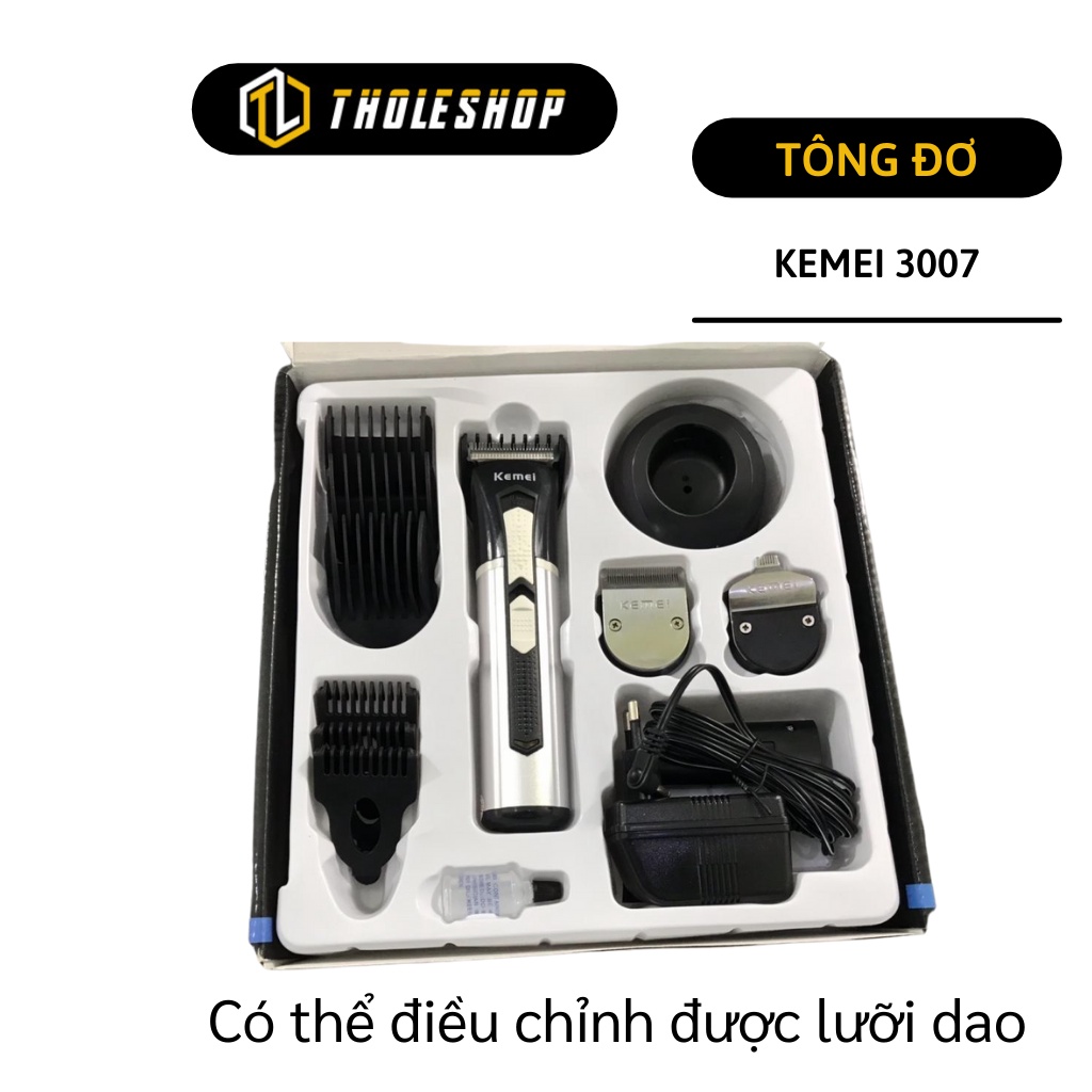 Bộ Tông đơ cắt tóc - Máy cắt tóc tại nhà Kemei 3007 2 lưỡi đồng + 2 pin sạc + 5 lược lùa 2493