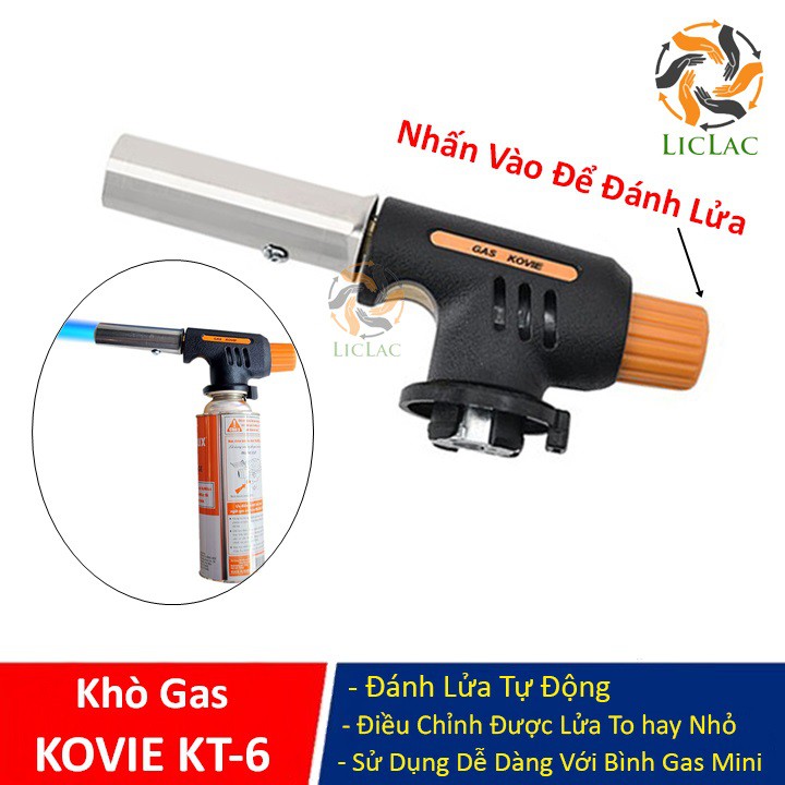 Đầu Khò Gas KOVIE đánh lửa tự động sử dụng cho bình gas mini tiện dụng, an toàn , Đèn Khò Ga Mini - LICLAC