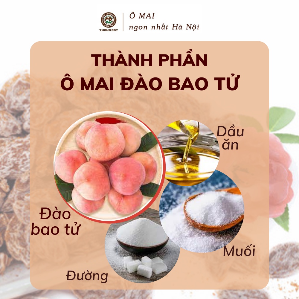 Ô mai xí muội đào bao tử chuẩn vị chua ngọt, không hạt cải thiện làn da, tốt cho sức khỏe - Thông Cát HCM