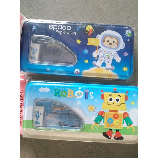 Hộp đựng bút bằng sắt kèm dụng cụ học tập