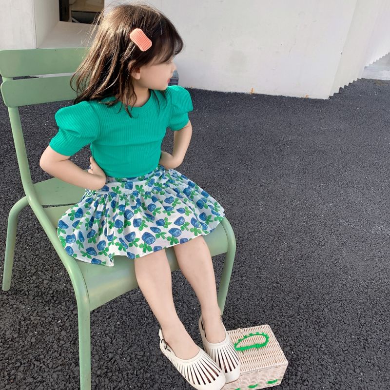 Set Áo Thun + Chân Váy Hoa Thời Trang Mùa Hè Cho Bé Gái