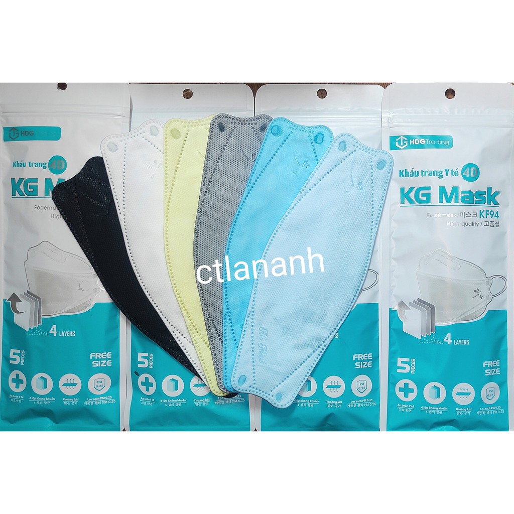 Khẩu trang 4D KG Mask KF94 phong cách Hàn Quốc túi 5 chiếc