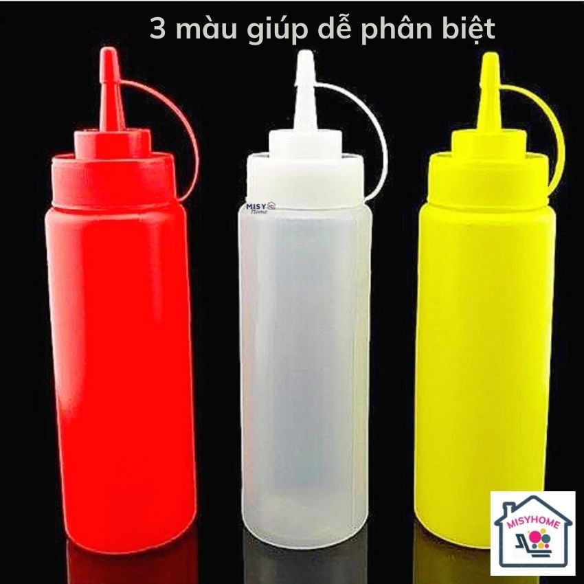 Chai xịt tương ớt 250 500 650ml nhựa đựng sữa đặc tương cà sốt mayonnaise phun kem làm trân châu dầu ăn bình bóp mù tạt