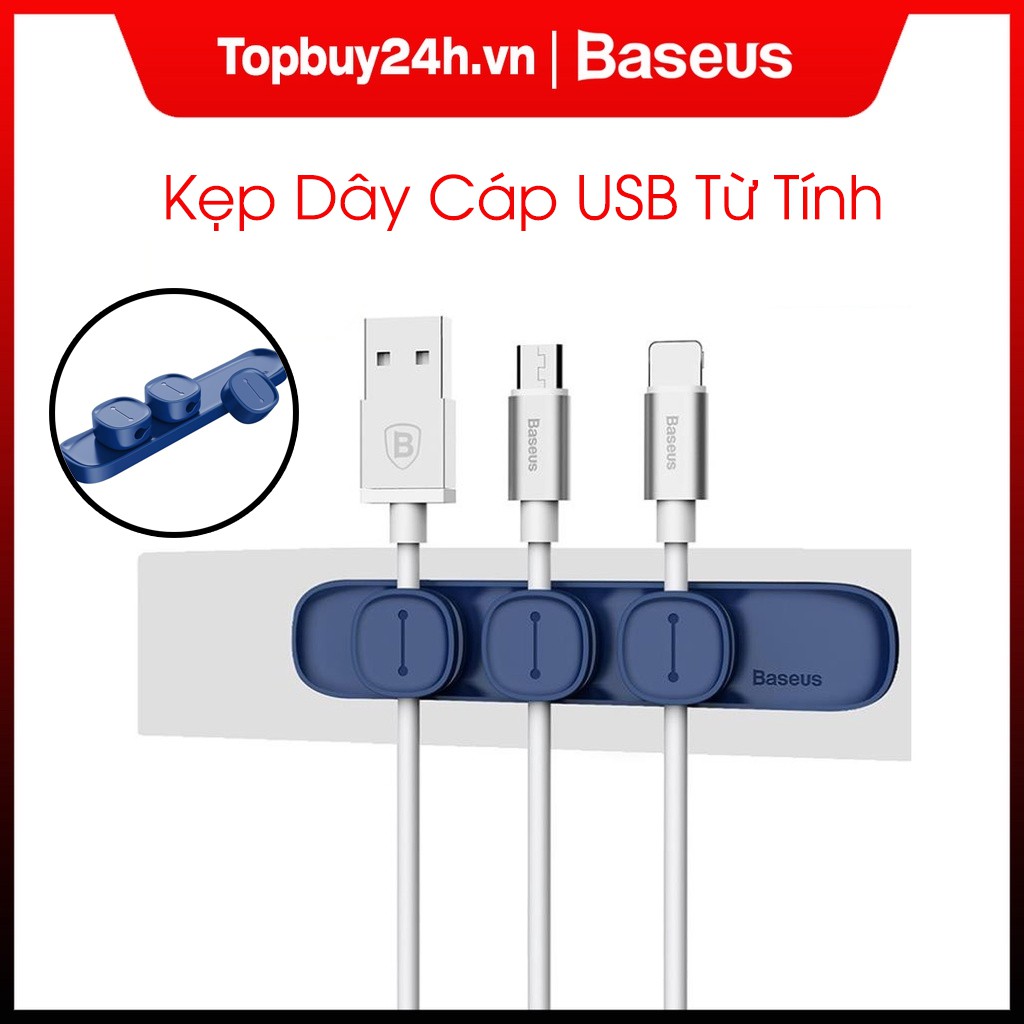 Đồ Kẹp Dây Cáp USB Từ Tính Baseus Cho Văn Phòng Xe Hơi Bàn Máy Tính