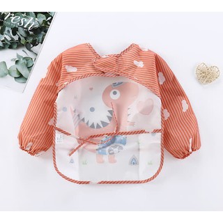 [SIÊU TIẾT KIỆM] Yếm Áo Ăn Dặm Nilong Tay Dài Cao Cấp Cho Bé - Có Máng Hứng Thức Ăn tránh Rây Bẩn Quần Áo