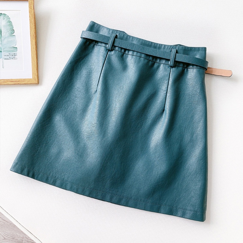 Chân Váy Chữ A Lưng Cao Giả Da Dáng Ôm Màu Trơn Phối Khóa Kéo Và Túi Thời Trang Mùa Thu Cho Nữ