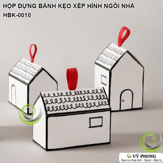 HỘP GIẤY ĐỰNG BÁNH KẸO XẾP THÀNH HÌNH NGÔI NHÀ HBK-0010