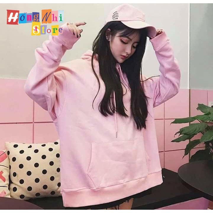 Áo Khoác Hoodie Trơn Ulzzang Unisex Màu Hồng Tươi Chất Nỉ Bông Cao Cấp Dáng Rộng Nam Nữ - MM