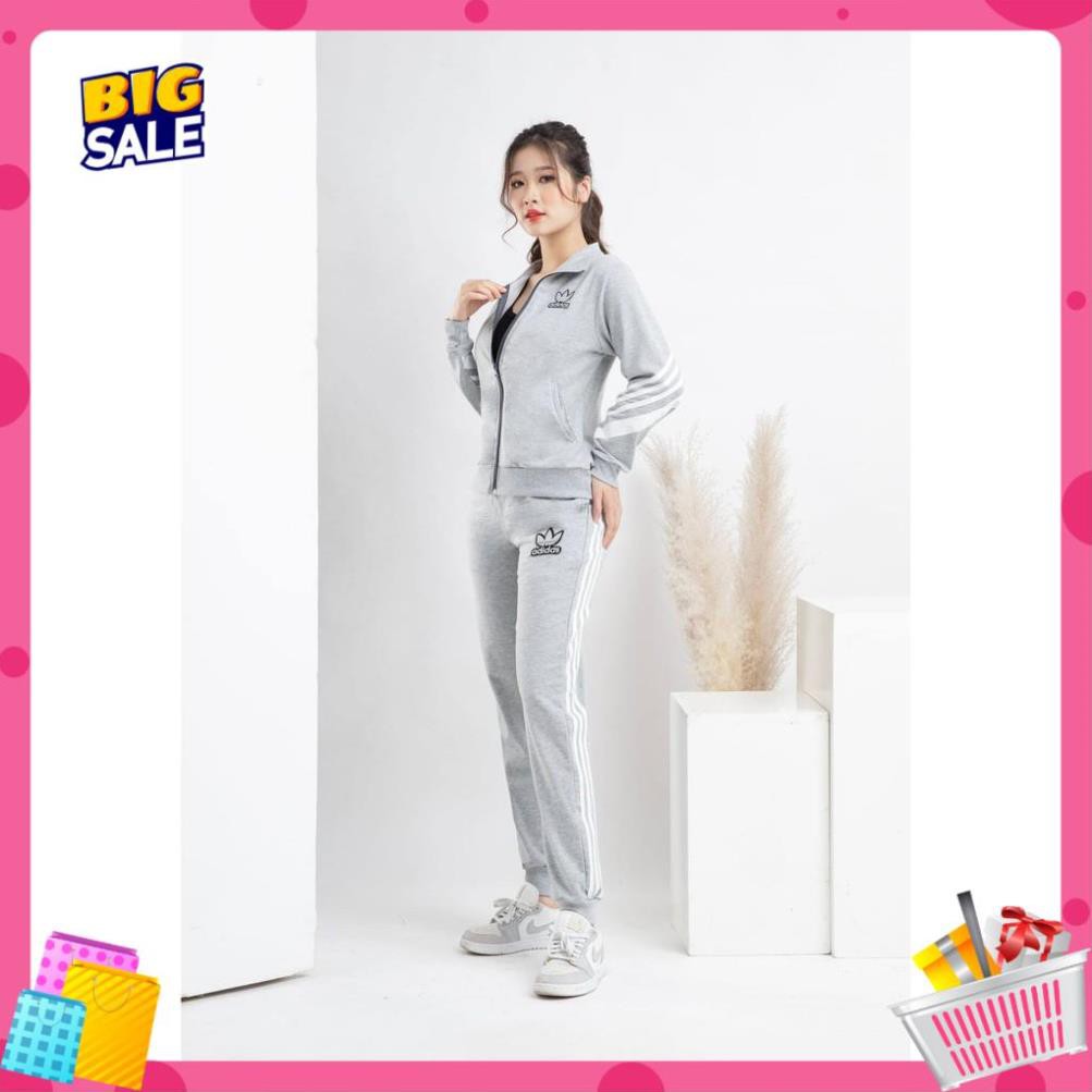 [Full size- không mũ] Bộ quần áo thể thao nữ thu đông nỉ da cá loại 1 nhãn hiệu DAS kiểu dáng sọc thời trang hottrend | BigBuy360 - bigbuy360.vn