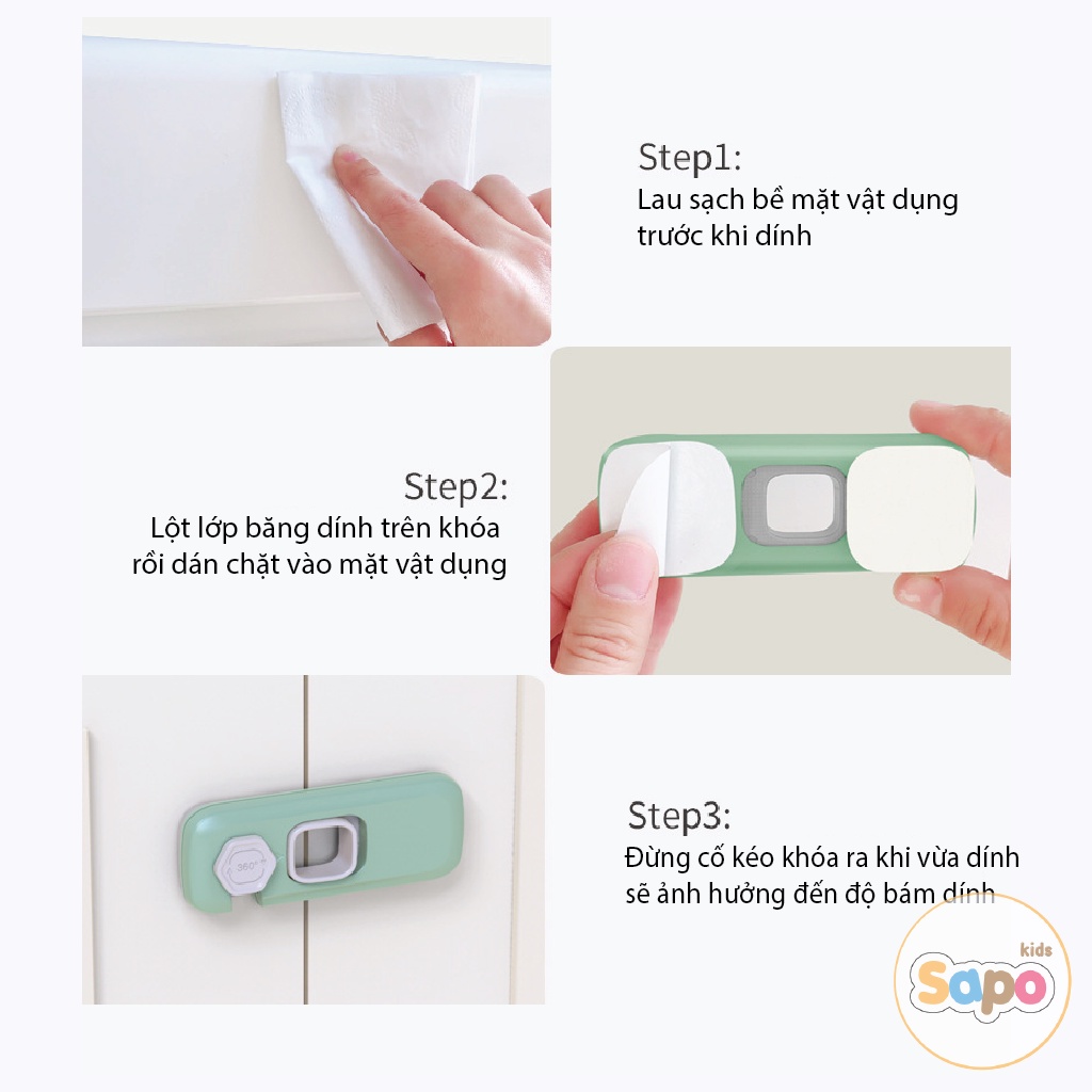 Khóa tủ lạnh, khoá ngăn kéo,khoá chống kẹp tay giữ an toàn cho bé Looktosee SAPOKIDS