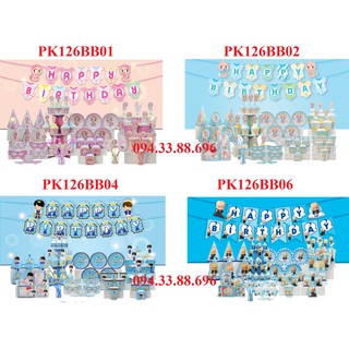 THANH LÝ NGHỈ BÁN - ( Có sẵn ) Tổng hợp set phụ kiện trang trí sinh nhật bé 1 tuổi - set MEGA 12 món