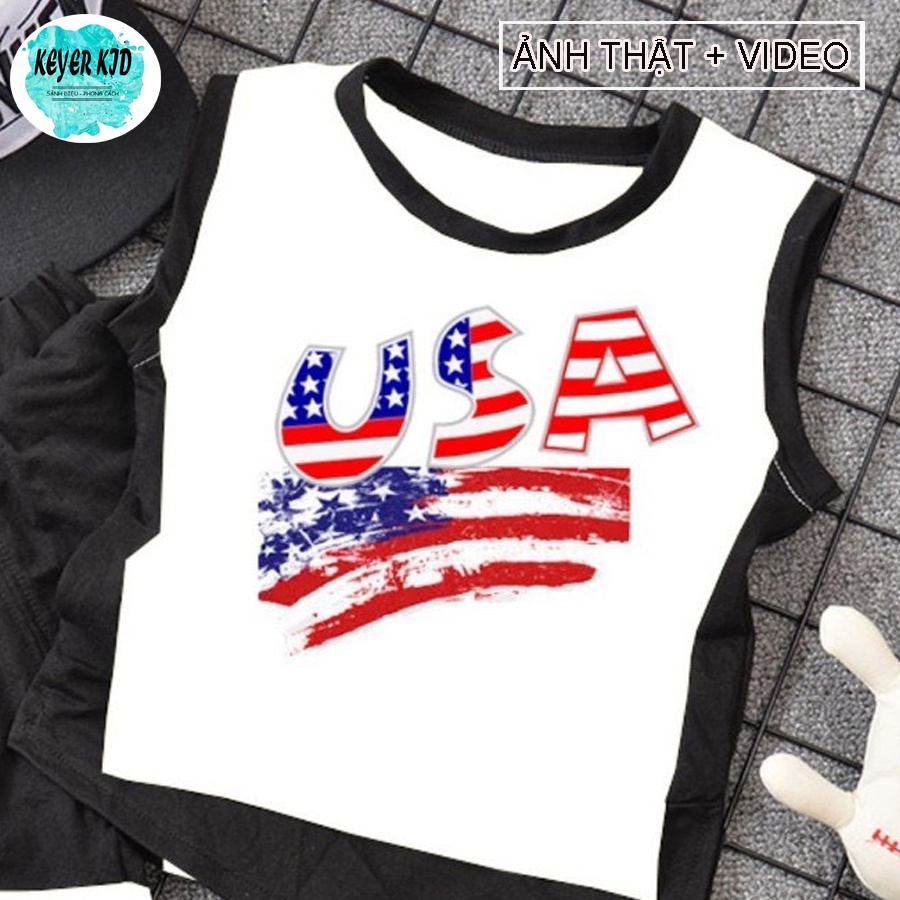 Quần Áo Trẻ Em Mặc Hè, LOGO USA Chất Cotton mềm mịn co giãn, Size 6-22kg Keyer Kid