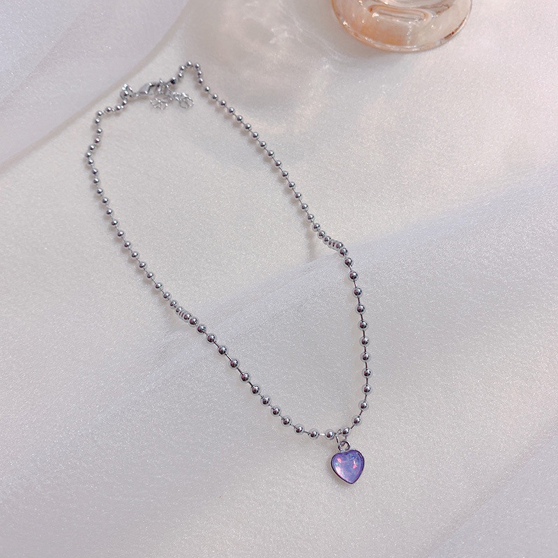 ✨✨Vòng cổ chuỗi hạt mặt hình trái tim màu tím phong cách Hàn Quốc dễ thương cho nữ