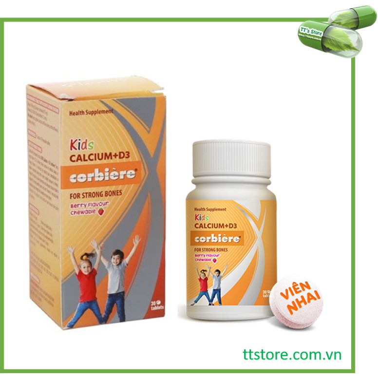 Viên nhai Kids Calcium D3 Corbiere - Canxi [Hộp 30 viên]