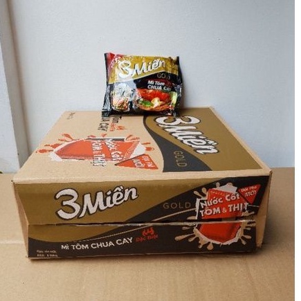 Mì 3 Miền Gold Tôm Chua Cay Nước Cốt Tôm Thịt Đặc Biệt 30 gói x 75g - Chị Vịt Shop