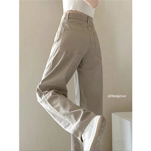 Quần Jean Nữ Lưng Cao Ống Rộng Hợp Thời Trang