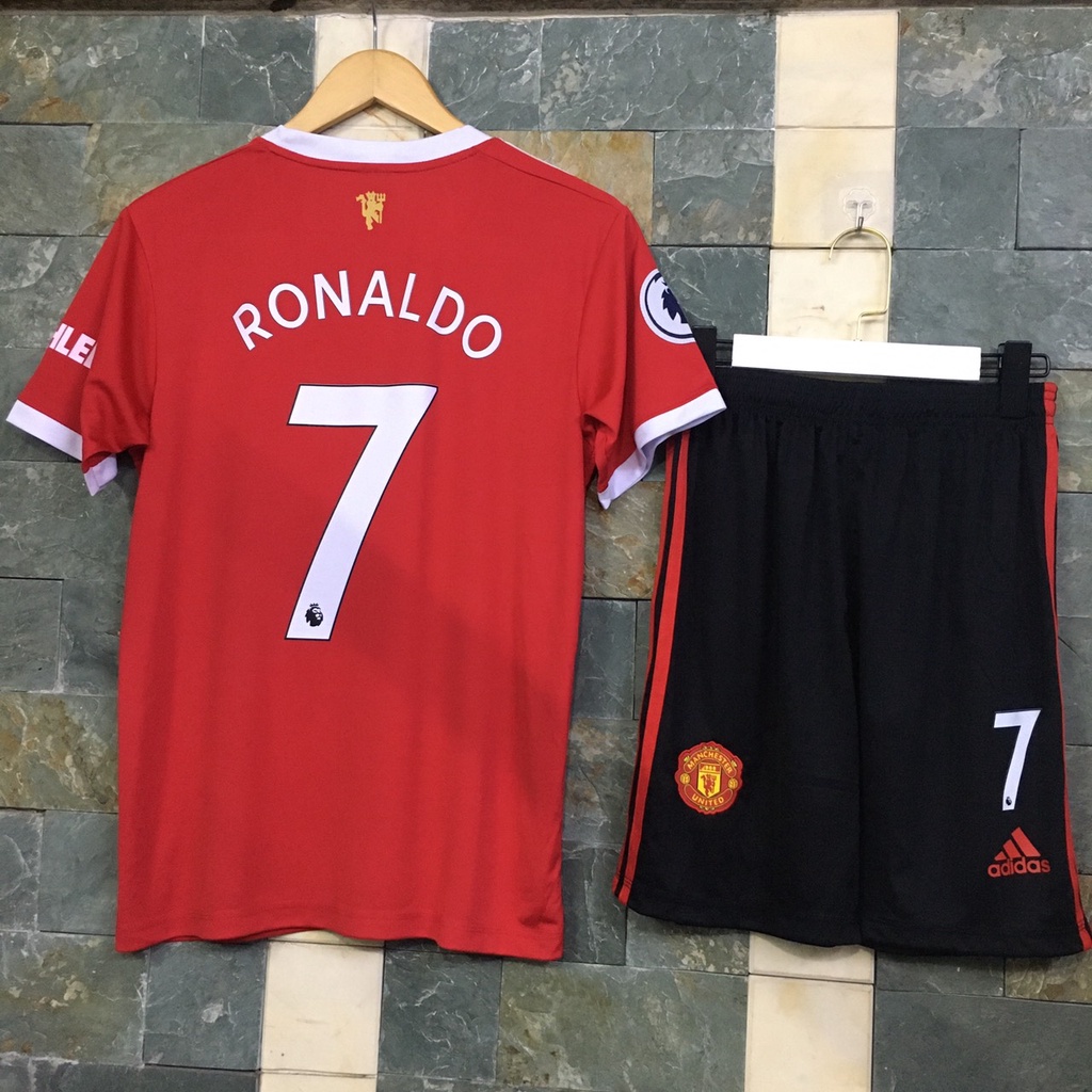 ♨☋∋Bộ quần áo bóng đá Ngôi sao Ronaldo MU đỏ sân nhà 2022 FLG, font chuẩn EPL