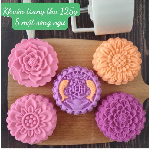 Khuôn trung thu 125g 5 mặt song ngư