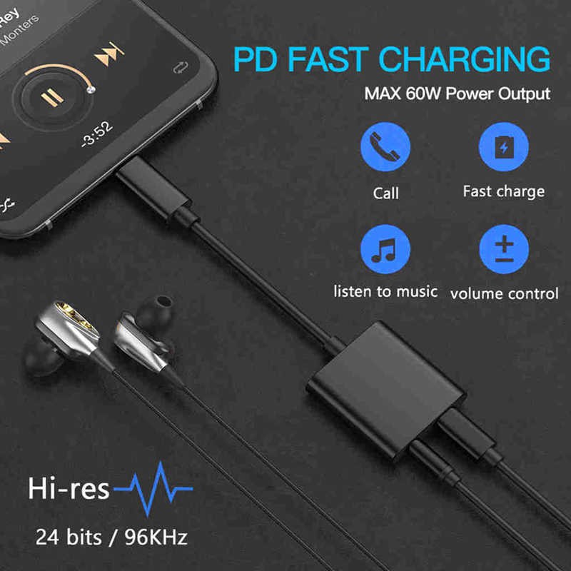 HTC GOOGLE Đầu Chia Cổng Tai Nghe 2 Trong 1 Usb Type C Sang 3.5mm Cho Ipad Pro Huawei P20 Pro Aux