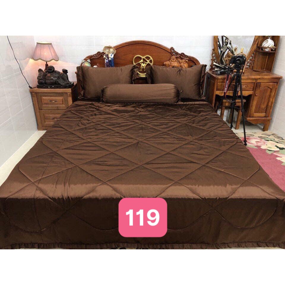 Bộ Ga phi trơn KO Mền/Chăn (chân nệm dưới 15cm) 1m6/1m8 màu nâu đậm 119. Bộ ra phi bóng. Bộ drap phi