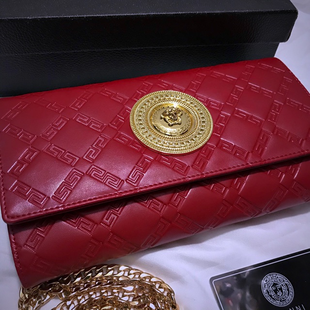 Túi cầm tay nữ clutch  khoá vàng da thật dập vân logo hàng cao cấp fullbox có hộp