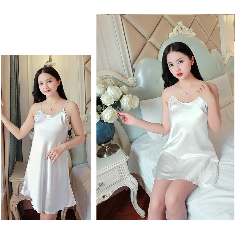 Đầm ngủ vải phi dễ thương cao cấp không kèm quần chip, trẻ trung, thoải mái, thoát mát (MS 09017) Anna Shop