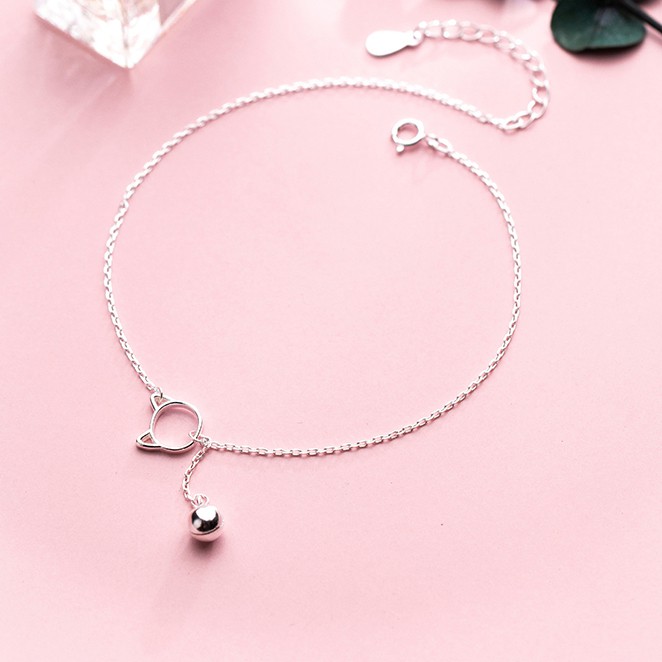Lắc Chân Bạc Nữ Bạc 925 Thiết Kế Mèo Và Chuông - Lắc chân nữ bạc đẹp dễ thương | BigBuy360 - bigbuy360.vn