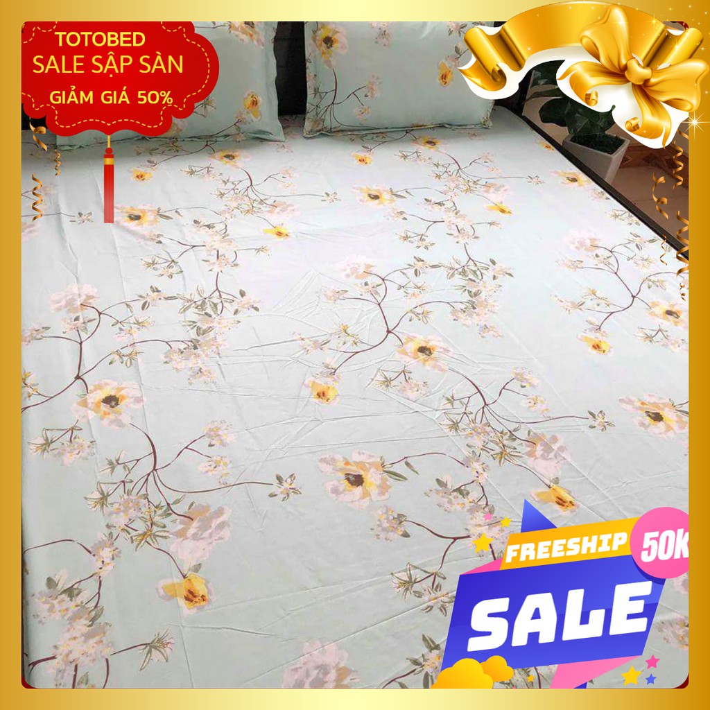 Free ship 99k Bộ ga gối Phúc Nguyên 1m8 hoa dây xanh