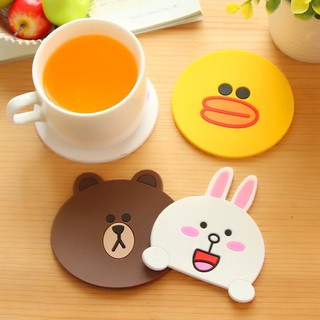 Miếng lót ly silicon nhiệt chống trơn trượt gấu brown, vịt sally và thỏ cony