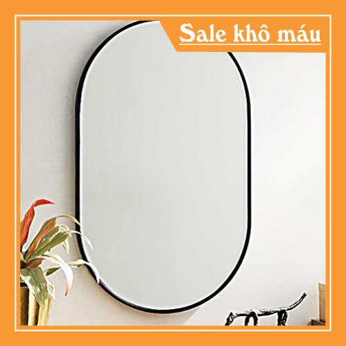 Gương oval khung đen👄SALE OFF👄Gương treo tường bầu dục khung kim loại đen